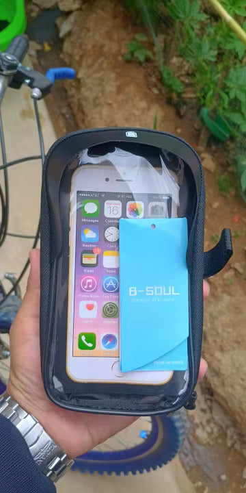 Bolsa Delantera de Bicicleta 1L Impermeable | Pantalla Táctil 6.8’’ | Soporte Seguro y Resistente para Teléfono y Accesorios