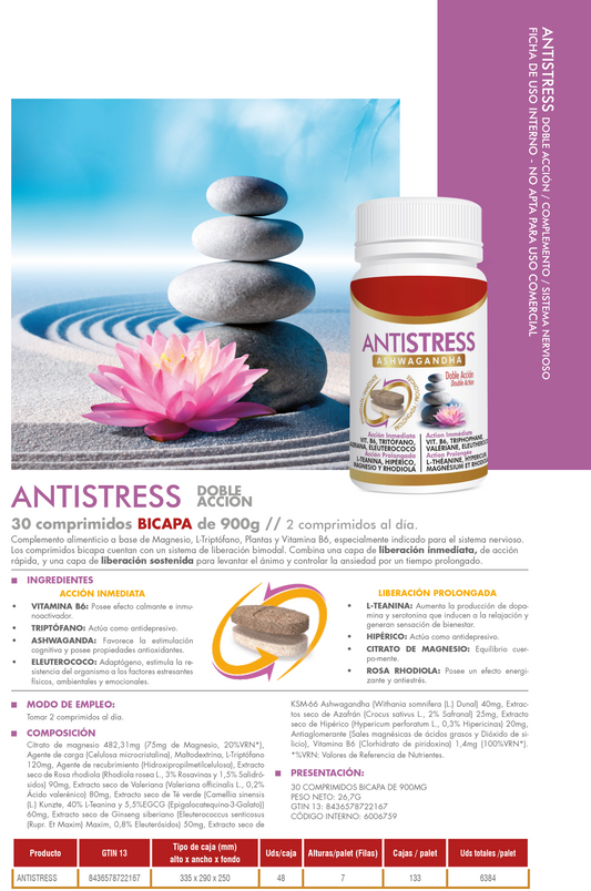 Ashwagandha Antistress Doble Acción – 30 Comp. Bicapa 900 mg | Efecto Rápido + Prolongado