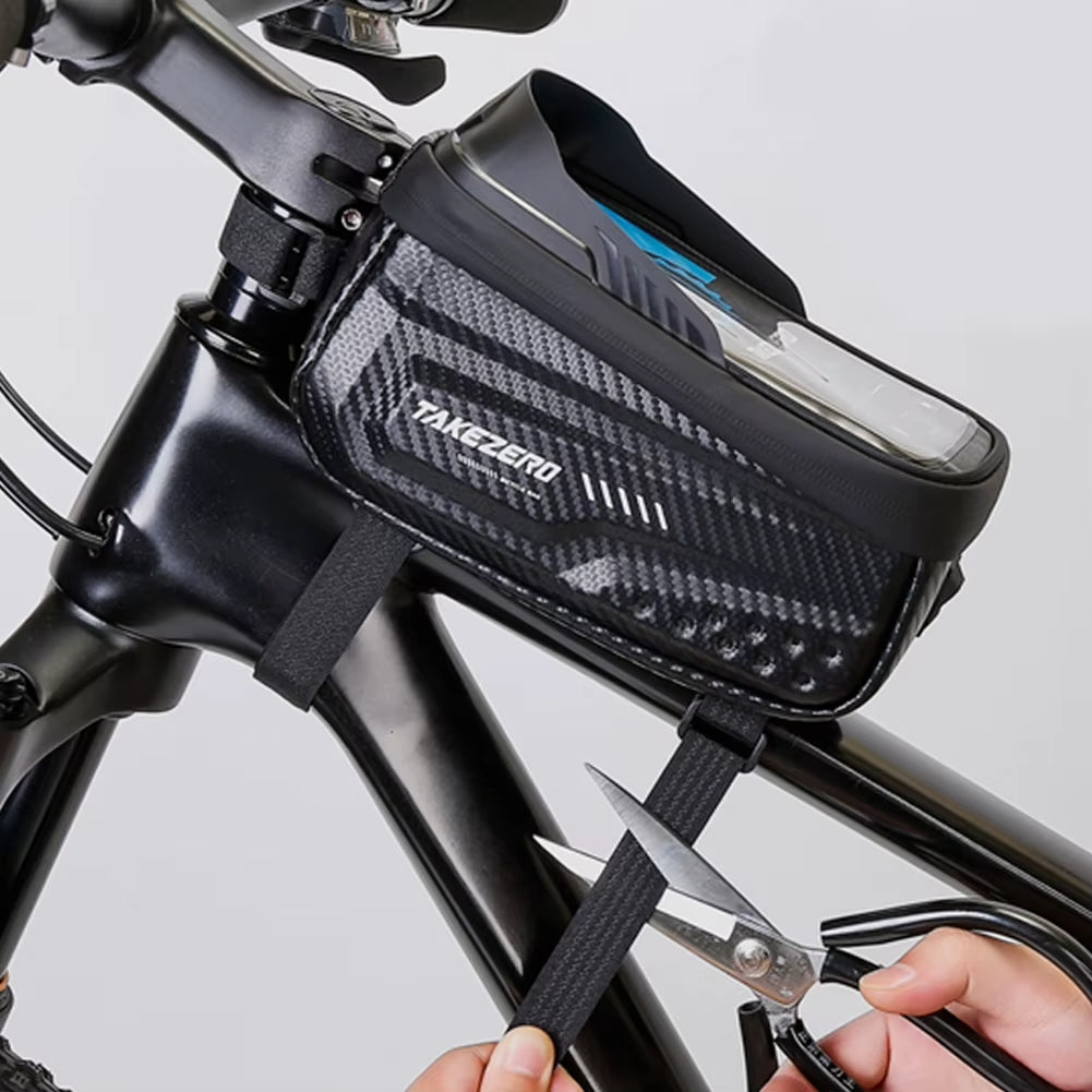 Bolsa Delantera de Bicicleta 1L Impermeable | Pantalla Táctil 6.8’’ | Soporte Seguro y Resistente para Teléfono y Accesorios