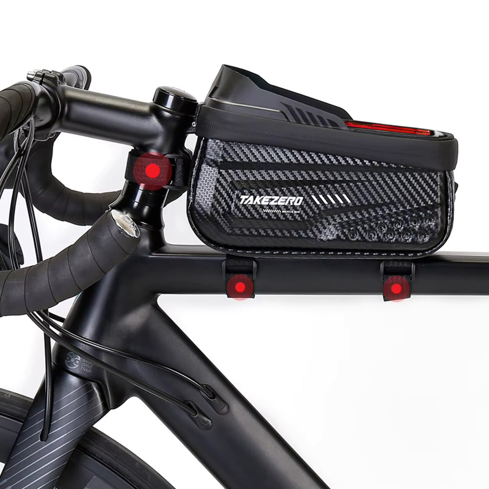 Bolsa Delantera de Bicicleta 1L Impermeable | Pantalla Táctil 6.8’’ | Soporte Seguro y Resistente para Teléfono y Accesorios